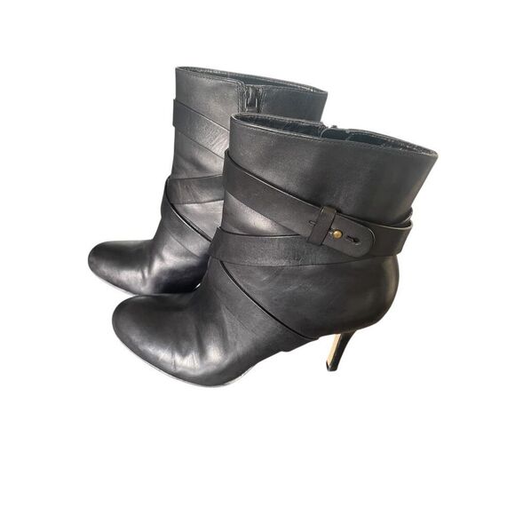 Coke Haan  Leather Stilleto mid ankle booties Black Size 6 B - Picture 1 of 15